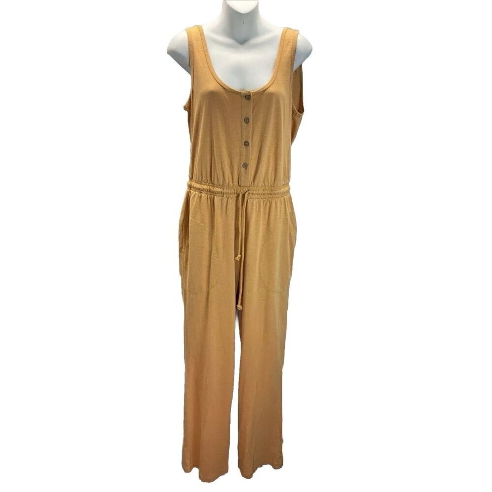 Faherty Tan Jumpsuit with Button Detail